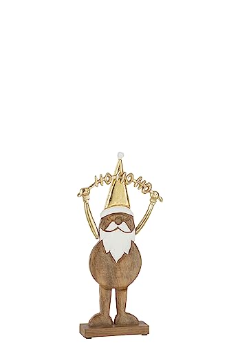 MF Weihnachtsmann Holzfigur mit 'Hohoho' Schriftzug, 53 cm hoch, Gold von MF