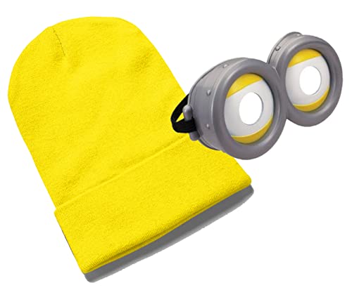 MFAZ Morefaz Ltd Minion-Brille, Kostüm, Brille für Erwachsene, gelbe Mütze Despicable Me von MFAZ Morefaz Ltd