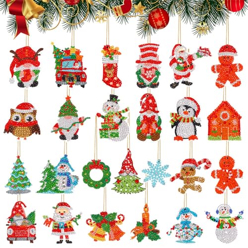 MFCGHXR Diamond Painting Ornamente WeihnachtsschmuckMFCGHXR DIY Yanhänger Set Weihnachtsset, 38 Stück Diamantmalerei Weihnachten für Weihnachten Diamant Schlüsselanhänger von MFCGHXR