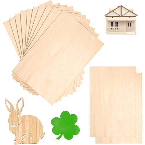 Sperrholzplatte Holz LindenholzSperrholz 12er-Pack 3mm hochwertiges Leimholz, Lindenholz, 200 x 100 x 3 mm, ideal für Laserschneiden und Holzbearbeitungsprojekte, unvollendetes Lindenholz von MFCGHXR