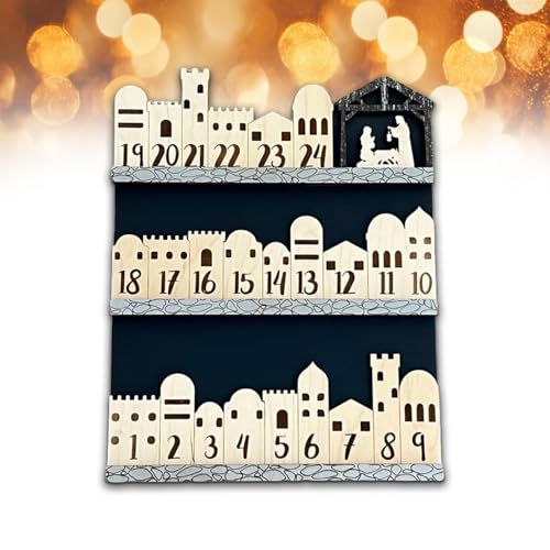 Adventskalender mit Weihnachtskrippe, Adventskalender für die Weihnachtsferien 2024, Countdown zu Jesus, Schild mit religiösen Feiertagen, Adventskalender aus Holz (A) von MFRVXQUL