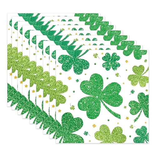 MFUOE St. Patrick's Day Papierservietten, Grün, Party-Geschirr, Kleeblatt-Servietten, irisches Partyzubehör, Tischdekoration für Seidenpapier, Requisiten, Abendessen, 40 Stück von MFUOE