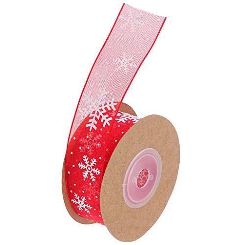 Geschenkband for Geschenke, 1 Rolle mit 10 Metern Schneeflocken-Aufdruck, transparentes Organzaband, Verzierung for Weihnachtsschmuck, Rot, Weiß – Rot von MFUPR