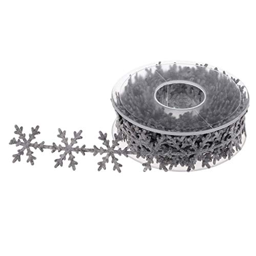 Geschenkband for Geschenke, 10 Meter, ausgeschnittenes Satin-Schneeflocken-Spitzenbesatz, Nähband, Verzierungen for Weihnachten, Weihnachtsfeier, Heimdekoration, Winterornament – ​​Grau von MFUPR