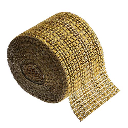 Geschenkband for Geschenke, 11,4 cm x 9,1 m, Gold-Mesh-Wickelband, Acryl-Strass-Diamanten, Bandrolle for Hochzeitshandwerk von MFUPR