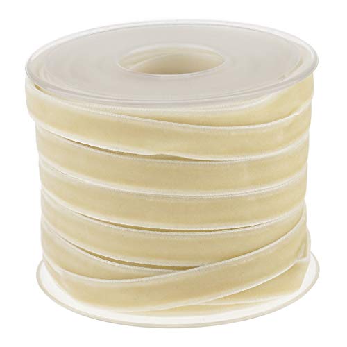 Geschenkband for Geschenke, 20 Yard, 10 mm breit, Samtbandrolle for Bastelarbeiten, Dekoration – Beige von MFUPR