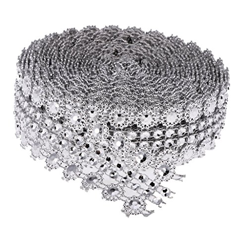 Geschenkband for Geschenke, 5 Meter, Strass-Bordürenband, Strass, Silber, Silber1 von MFUPR