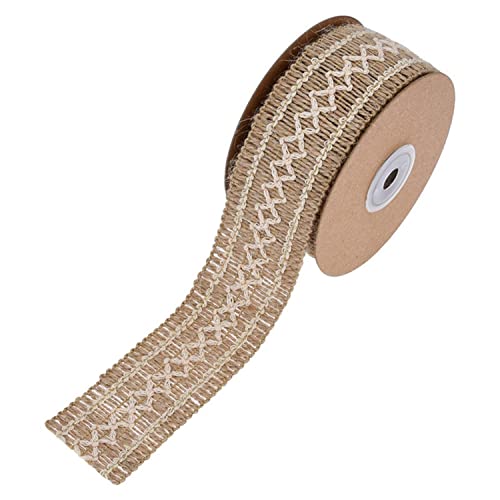 Geschenkband for Geschenke, 5 Yards Sackleinen-Juteband, natürliche Sackleinenbandrolle mit Spitzen-Bastelbändern, Spitze, dekorative Juteschnur for DIY-Kunsthandwerk, Verpackung, Hochzeit, Weihnachts von MFUPR