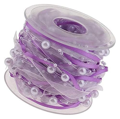 Geschenkband for Geschenke, Organza-Perlen-Satinbesatz for Hochzeit, Heimwerken, Basteln, 20 mm, 10 m, Polyester, Lila, Einheitsgröße von MFUPR