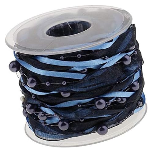 Geschenkband for Geschenke, Organza-Perlen-Satinbesatz for Hochzeit, Heimwerken, Basteln, 20 mm, 10 m, Polyester, Marineblau, Einheitsgröße von MFUPR