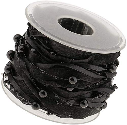 Geschenkband for Geschenke, Organza-Perlen-Satinbesatz for Hochzeit, Heimwerken, Basteln, 20 mm, 10 m, Polyester, Schwarz, Einheitsgröße von MFUPR