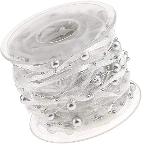 Geschenkband for Geschenke, Organza-Perlen-Satinbesatz for Hochzeit, Heimwerken, Basteln, 20 mm, 10 m, Polyester, Silber, Einheitsgröße von MFUPR