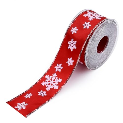 Geschenkband for Geschenke, kariertes Band, kariertes Geschenkband mit Drahtrand, Schottenkaroband, Band mit Drahtrand, Gingham-Band for Weihnachtsbaumdekoration, Geschenkverpackung(Snowflake) von MFUPR