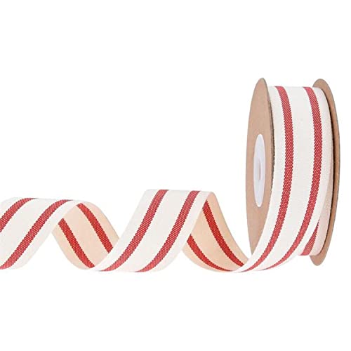 Geschenkband for Geschenke – 10 Yards weihnachtliches Schneeflocken-Organza-Glitzerband mit Draht, ideal for Weihnachtsbaum-, Kranz- und Partydekoration(Red Stripe 2.5cm) von MFUPR