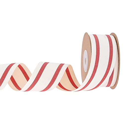 Geschenkband for Geschenke – 10 Yards weihnachtliches Schneeflocken-Organza-Glitzerband mit Draht, ideal for Weihnachtsbaum-, Kranz- und Partydekoration(Red Stripe 3.8cm) von MFUPR