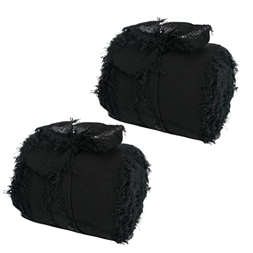 Geschenkband for Geschenke – 2 Rollen 5 Yards, handgefertigte Boho-Fransen-Chiffonbänder, ideal for Blumensträuße, Hochzeiten und Kunsthandwerk(Black) von MFUPR