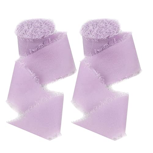 Geschenkband for Geschenke – 2 Rollen 5 Yards, handgefertigte Boho-Fransen-Chiffonbänder, ideal for Blumensträuße, Hochzeiten und Kunsthandwerk(Lavender) von MFUPR