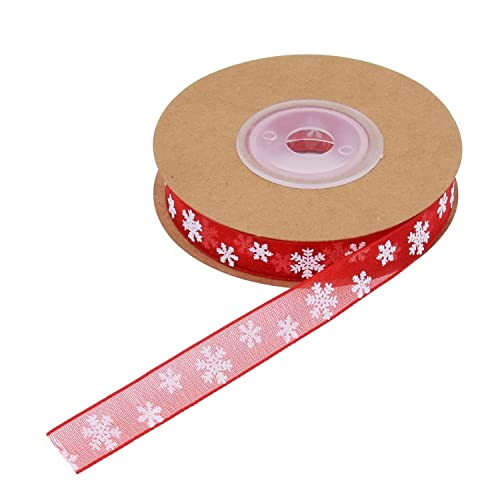 Geschenkband for Geschenke – transparentes Organzaband mit Weihnachtsschneeflocken, ideal for Verpacken von Geschenken, als Weihnachtsbaum- und Partydekoration(Red 1cm) von MFUPR