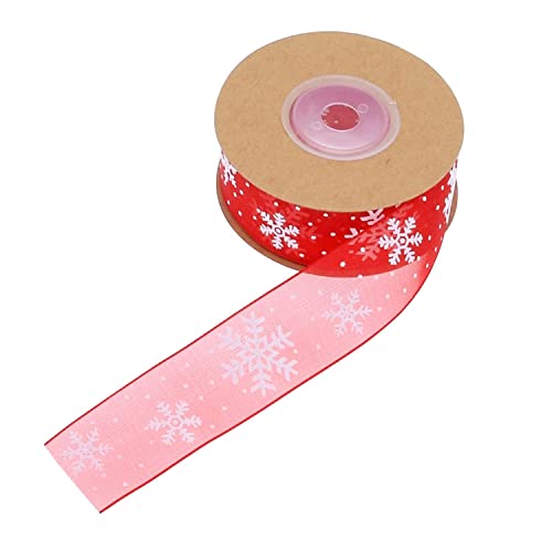 Geschenkband for Geschenke – transparentes Organzaband mit Weihnachtsschneeflocken, ideal for Verpacken von Geschenken, als Weihnachtsbaum- und Partydekoration(Red 2.5cm) von MFUPR