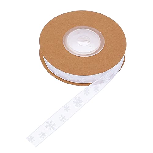 Geschenkband for Geschenke – transparentes Organzaband mit Weihnachtsschneeflocken, ideal for Verpacken von Geschenken, als Weihnachtsbaum- und Partydekoration(White 1cm) von MFUPR