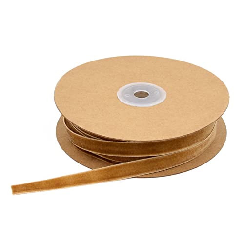 Geschenkband for Geschenke – weihnachtliches, einfarbiges Samtband, ideal for Kranzdekoration, DIY-Schleife und Geschenkverpackung(Coffee) von MFUPR