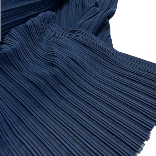LX178 Rüschen-Organza-Stoff, plissiert, Perle, Chiffon, Faltenstoff für Kleid, Rock, Kostüm, Nähen, Bastelmaterialien, 150 cm breit, Marineblau, gerade 0,5 m von MFfly