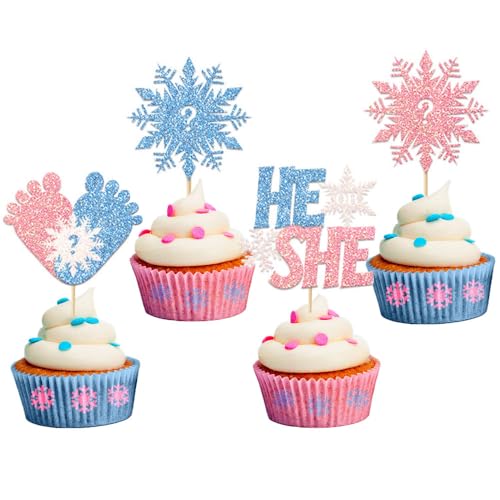 Cupcake-Topper mit Schneeflocken-Motiv, Themenparty, Kuchendekoration, Junge oder Mädchen, Schnee, Weihnachten, Party, Dessert, 24 Stück MGPFERD von MGPFERD