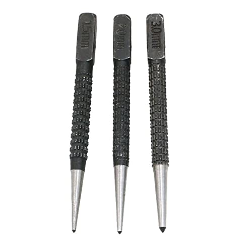 MGRAS 3 stücke Hochkohlenstoff-Stahl-Mitte-Pin-Stempel-Set 3/32 "Center Punch for Legoy Steel Metall Holzbohrwerkzeug Werkzeugteile von MGRAS