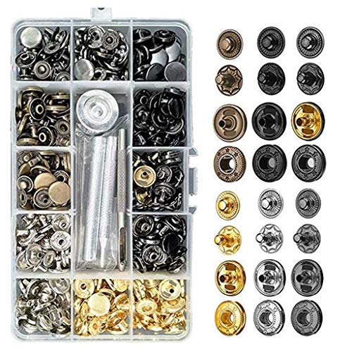 120 Sets Nähknöpfe, Lederverschlüsse, 12,5 mm, Metallknöpfe, Druckknöpfe mit 4 Einstellwerkzeugen von MHADBKH