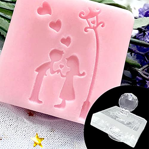 MHADBKH Valentinstag Klar Acryl Handgemachte Seife Stempel Liebe Herz Rose Muster Quadratisch Ton Machen Kapitel Mit Werkzeuge Zubehör Geschenke von MHADBKH