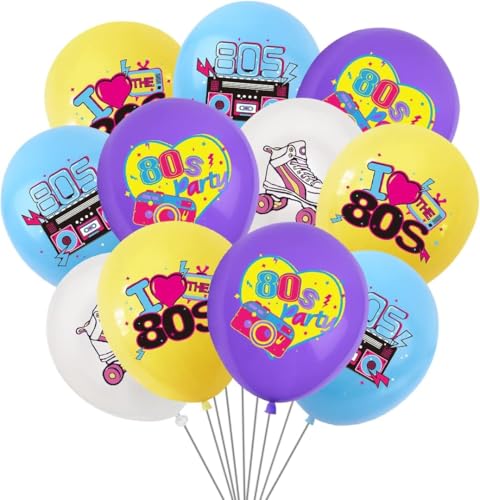 80s Latex Ballons Set 18pcs 80er Retro Party Luftballons Dekoration für Geburtstag Rock and Rollmotto Party Zurück zu 80er Jahre Partyballons für Geburtstagsparty Dekoration von MHDAMAI