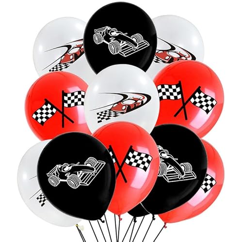 Karierten Rennwagen Luftballons Racing Flags Latex Luftballons 18 pcs Rennwagen Checkered Flaggen Luftballons Rennwagen Partyzubehör für Kinder Jungen Racing Geburtstagsfeier Zubehör von MHDAMAI