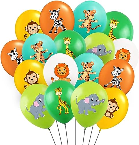 MHDAMAI Dschungel Safari Party Luftballons Tier Druck Ballon 18 Stück Wildtiere Thema Party Deko für Geburtstag Baby Shower Mädchen Jungen Ballon Dekoration, 12 Zoll von MHDAMAI