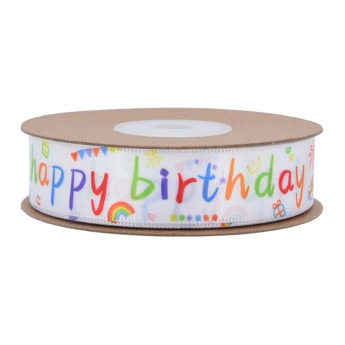 MHDAMAI Geschenkband,Präsent Ribbons 10 Yard 15 mm Geschenkband Satinband mit Happy Birthday für Geschenkpapier Nach Hause Dekorative Karte Machen Handwerk Scrapbooking von MHDAMAI