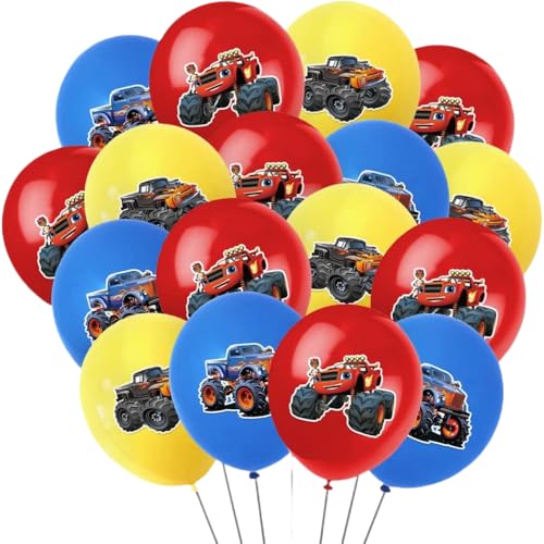 MHDAMAI Monster Truck Latex Ballon 18 Stück Geburtstag Partydekorationen Luftballons für Kindergeburtstag Dekoration Autos Party Dekorationen von MHDAMAI