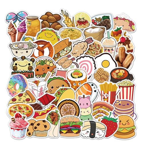 MHDAMAI Süßes Essen Aufkleber 50 stück Kawaii Wasserdicht Vinyl Stickers für Laptop Wasserflasche Skateboard Auto Motorrad Fahrrad Gitarre Gepäck Koffer Phone Pad DIY von MHDAMAI