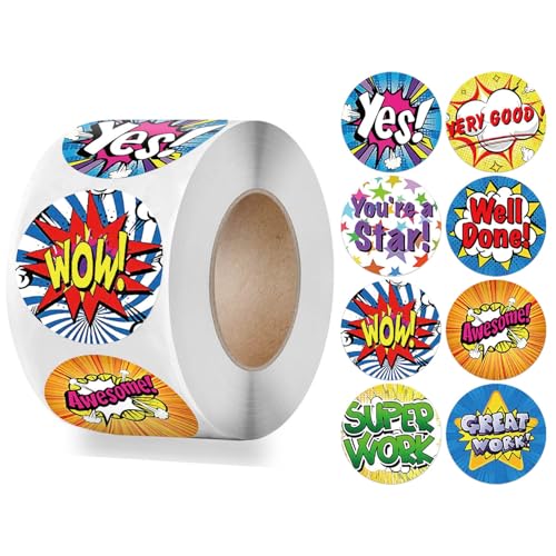 MHDAMAI Superheld Aufkleber,Belohnungsaufkleber 500 Stücke Bastelarbeiten Sticker Cartoon Aufkleber Party Dekorative Rolle Aufkleber Handarbeit Selbstklebende Label für Kinder Party Favors Geschenken von MHDAMAI