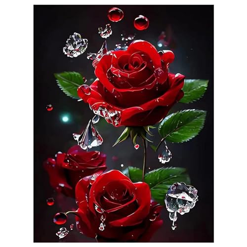 MHDUYEG Diamond Painting Rosen Diamond Painting Diamant Painting Bilder Diamond Painting Gefrorene Rose Full Drill Cross Stickerei DIY Cross Stickerei Malerei Kits Wand Dekor von MHDUYEG