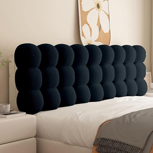 Bett Kopfteil Kissen Bezug Bettkopfteil Hussen Rückenkissen Bett Lesen Kopfkissen Weicher Samtstoff Staubdicht Schutzhülle Für Gepolsterte Schlafzimmer Kopfteil(With Headboard 100*60*10cm,Black) von MHXZKHL