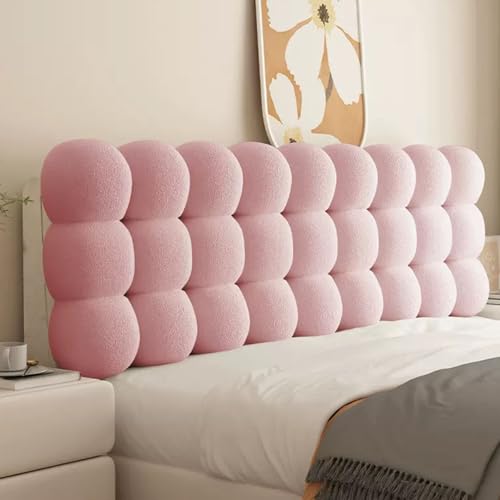 Bett Kopfteil Kissen Bezug Bettkopfteil Hussen Rückenkissen Bett Lesen Kopfkissen Weicher Samtstoff Staubdicht Schutzhülle Für Gepolsterte Schlafzimmer Kopfteil(With Headboard 100*60*10cm,Pink) von MHXZKHL