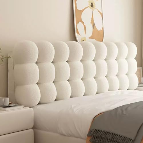 Bett Kopfteil Kissen Bezug Bettkopfteil Hussen Rückenkissen Bett Lesen Kopfkissen Weicher Samtstoff Staubdicht Schutzhülle Für Gepolsterte Schlafzimmer Kopfteil(With Headboard 100*60*10cm,White) von MHXZKHL