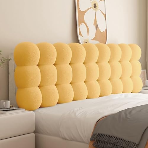 Bett Kopfteil Kissen Bezug Bettkopfteil Hussen Rückenkissen Bett Lesen Kopfkissen Weicher Samtstoff Staubdicht Schutzhülle Für Gepolsterte Schlafzimmer Kopfteil(With Headboard 100*60*10cm,Yellow) von MHXZKHL