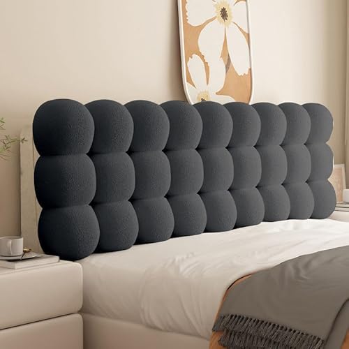 Bett Kopfteil Kissen Bezug Bettkopfteil Hussen Rückenkissen Bett Lesen Kopfkissen Weicher Samtstoff Staubdicht Schutzhülle Für Gepolsterte Schlafzimmer Kopfteil(With Headboard 120*60*10cm,Dark Gray) von MHXZKHL