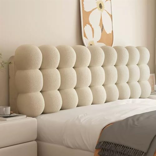 Bett Kopfteil Kissen Bezug Bettkopfteil Hussen Rückenkissen Bett Lesen Kopfkissen Weicher Samtstoff Staubdicht Schutzhülle Für Gepolsterte Schlafzimmer Kopfteil(With Headboard 135*60*10cm,Beige) von MHXZKHL