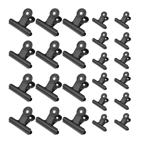 Bulldog Clips, 12 Stück Große Metallklammern 63mm mit 12 Stück Kleine Büro Klammern 22mm Schwarz Metall Bulldogge Büroklammern für Fotobilder Lebensmittelbeutel Kunsthandwerk von MHYMX