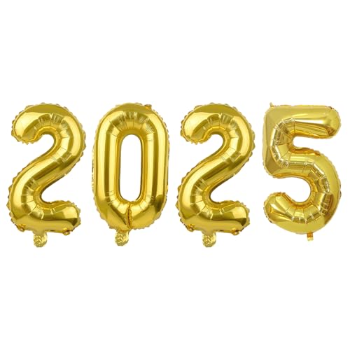 MIAHART 40 Zoll Riesenzahl 2025 Ballonsets Gold-Aluminiumfolienballon 2025 Happy New Year Eve Party Balloon Dekorationszubehör von MIAHART