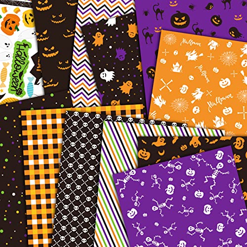 MIAHART 48-Blatt-Halloween-Musterpapier-Set, A4-Format, dekoratives Bastelpapier, Origami-Papier für die Kartenherstellung, Scrapbook, 12 Designs von MIAHART