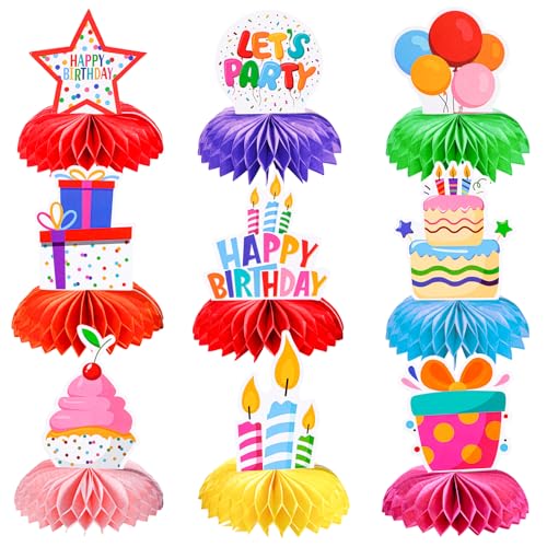 Alles Gute zum Geburtstag Dekorationen Set - bunte Geburtstag Themed Honeycomb Centerpiece, Tischdekoration für Kindergeburtstag Party Supplies von MIANRUII