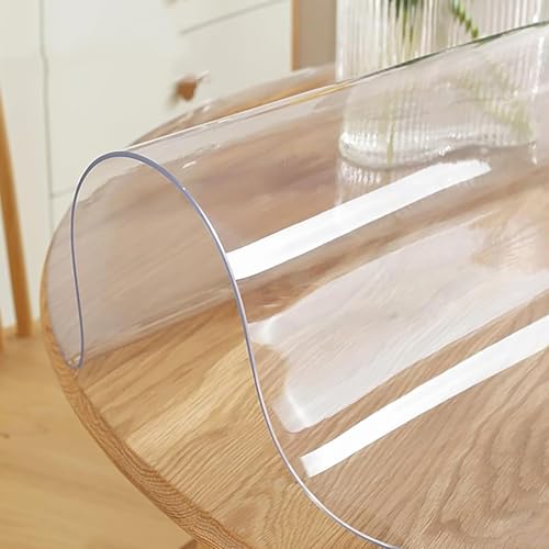 MIAOSHUANG Klare, transparente Abdeckung, Tischplattenschutz für Esszimmertische, geruchlose, transparente Tischdecke, dick 3 mm, kein Einlaufen, wasserdichte Schreibtisch-Tischunterlage,Round,100cm von MIAOSHUANG