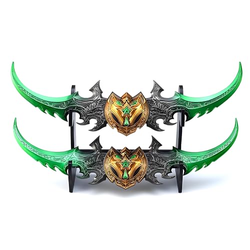 Wow Warglaive of Azzinoth Modell, Allmetal Spiel SammlerstüCke, Pappschachtel Verpackung Mit PräSentationsstäNder,Green 2pcs von MIAOWR